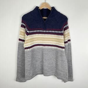 Vintage y2k Route 66 Wool Blend 1/4 Zip Sweater Fair Isle Henley Pullover Mens M